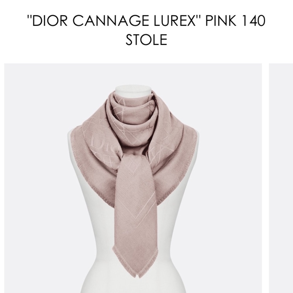 AUTH Christian Dior Lurex Cannage Pink 140 Stole